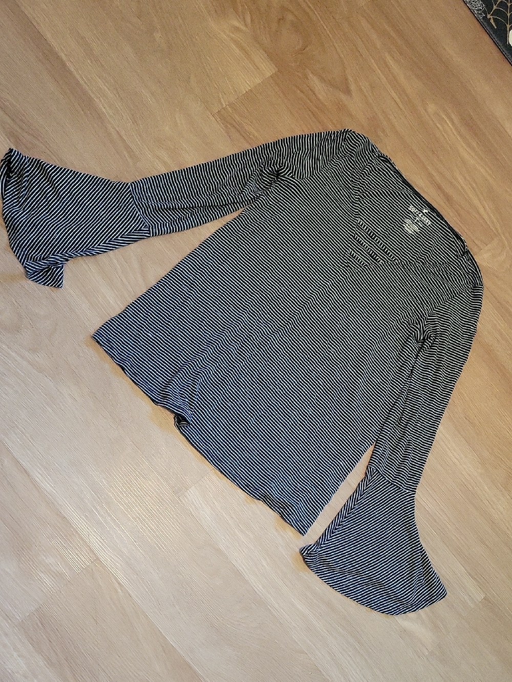 American Eagle Outfitters Black & White Striped Bell Sleeve Top